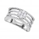 Womens Diamond Fashion Ring Four Row Elegant Design Band 10k White Gold 1.00 Ct