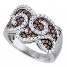 Womens Vintage 10k White Gold Brown Diamond Fashion Cocktail Ring 1.00 Ct Carat