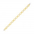 14k Two-Tone Gold Chain Bracelet with Textured Oval Links