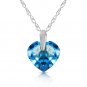 Womens Original 1.15 Carat 14K Solid White Gold Hope Is Life Blue Topaz Necklace