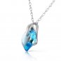 Womens Original 1.15 Carat 14K Solid White Gold Hope Is Life Blue Topaz Necklace