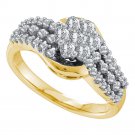 14k Yellow Gold Womens Round Diamond Flower Cluster Contoured Ring 3/4 Cttw