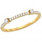 Womens Delicate Diamond Ring Thin Petite Band 10k Yellow Gold 1/6 Ct Size 5-11