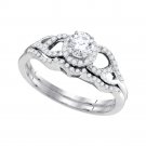 14k White Gold Round Diamond Bridal Wedding Engagement Ring Band Set 3/8 Cttw