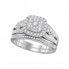 10k White Gold Round Diamond Bridal Wedding Engagement Ring Band Set 3/8 Ctw