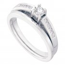 14k White Gold Round Diamond Bridal Wedding Engagement Ring Band Set 1/4 Ctw