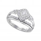 10k White Gold Round Diamond Bridal Wedding Engagement Ring Band Set 1/3 Ctw