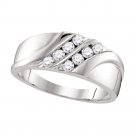 MENS FASHION DIAMOND WEDDING BAND RING 0.50 CT COMFORT 10K WHITE GOLD SIZE 8-13