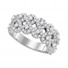 14k White Gold Womens Round Diamond Double Row Circle Cluster Band 1-1/3 Cttw