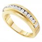 14k Yellow Two-tone Gold Mens Round Channel-set Diamond Single Row Wedding Band