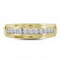 14k Yellow Two-tone Gold Mens Round Channel-set Diamond Single Row Wedding Band