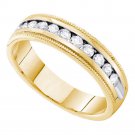 14k Yellow Gold Womens Round Channel-set Diamond Milgrain Wedding Band 1/4 Cttw