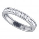14kt White Gold Womens Round Baguette Diamond Wedding Band 1/2 Cttw