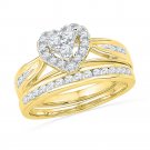 Heart Shape Diamond RING Bridal Fashion 2-Piece Set 10k Yellow Gold 0.50 CT