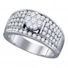 10kt White Gold Womens Round Diamond Flower Cluster Fashion Ring 1-1/6 Cttw