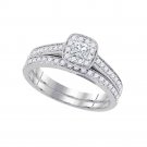 14K White Gold Princess Cut Natural DIAMOND Brilliant Engagement Ring Band Set