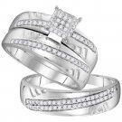 0.5 CT 1/2 Carat RING SET 10k White Gold Fine Diamond Bridal Jewelry HIS & HERS