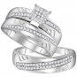0.5 CT 1/2 Carat RING SET 10k White Gold Fine Diamond Bridal Jewelry HIS & HERS