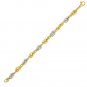14k Two-Tone Yellow and White Gold Double Link Textured Bracelet