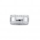 14k White Gold Womens Round Diamond Double Row Eternity Wedding Band 1.00 Cttw