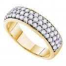 10k Yellow Gold Womens Round Pave-set Diamond Triple Row Wedding Band 1.00 Cttw