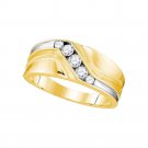 Mens Round Diamond Band Wedding Anniversary Ring 3/8 Ctw 10k Yellow Gold