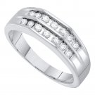 0.51 CT CARAT MENS NATURAL DIAMOND WEDDING BAND RING 10K WHITE GOLD SIZE 8-13