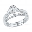 Diamond Wedding RING BAND Set Round Cut Bridal 10k White Gold 0.63 CT Size 5-11