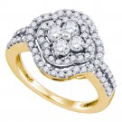 14kt Yellow Gold Womens Round Diamond Quatrefoil Cluster Ring 1.00 Cttw