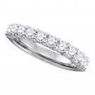 14k White Gold Womens Round Pave-set Diamond Wedding Band 1.00 Cttw