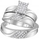 1/3 CT Carat Diamond Matching Trio HIS HERS Wedding Ring Band Set 10k White Gold
