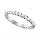 10k White Gold Round Diamond Bridal Wedding Anniversary Eternity Band 1.00 Cttw