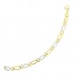 14k Two-Tone Gold Figaro Chain Bracelet with Long and Short Links