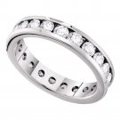 14k White Gold Round Channel-set Diamond Eternity Wedding Anniversary Band