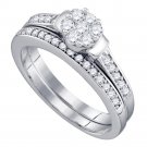 Diamond Bridal Wedding BAND Engagement RING Set 0.50 CT 10k White Gold Size 5-11