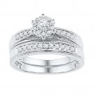 Womens 0.40 CT Round CUT Diamond Wedding BAND Engagement RING Set 10k White Gold