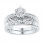 Womens 0.40 CT Round CUT Diamond Wedding BAND Engagement RING Set 10k White Gold
