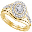 10k Yellow Gold Round Diamond Bridal Wedding Engagement Ring Band Set 1/3 Ctw