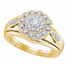 10k Yellow Gold Diamond Round Bridal Wedding Engagement Ring Band Set 1/3 Ctw