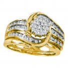 0.50 CT Carat Genuine Diamond RING Wedding BAND Set 14k Yellow Gold Size 5-11