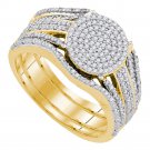 10k Yellow Gold Diamond Cluster Bridal Wedding Engagement Ring Band Set 3/8 Cttw