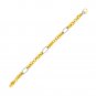 14k Two-Tone Gold Textured Oval and Round Chain Bracelet