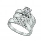 10K White Gold Round Diamond His Hers Matching Wedding Bridal Ring Band Set 1/5