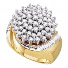 10k Yellow Gold Womens Round Diamond Cluster Fashion Ring 2.00 Cttw