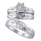 10k White Gold His Hers Diamond Cluster Cross Matching Bridal Wedding Ring Set