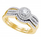 10kt Yellow Gold Round Diamond Bridal Wedding Engagement Ring Band Set 1/2 Ctw