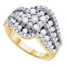 14k Yellow Gold Round Diamond Flower Cluster Womens Large Fashion Ring Band WG