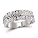 14k White Gold Mens Round Channel-set Diamond Double Row Wedding Band Ring