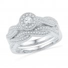 10k White Gold Round Diamond Twist Bridal Wedding Engagement Ring Band Set