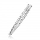 14k White Gold Twisted Motif Shiny Fancy Bangle Womens Genuine Fashion Bracelet
